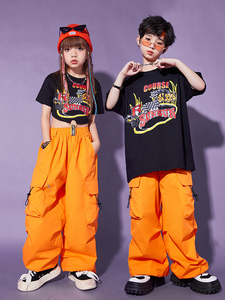 SXCCYH Conjunto de actuación de hip-hop para niños de moda Traje de baile callejero explosivo hermoso Mono y Diadema Hecho de algodón - Product Image 3