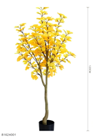 Nouveau bonsaï artificiel de Ginkgo 1,2 m, arbre synthétique à feuilles jaunes en éventail, plantes en pot pour la décoration de Noël, des magasins, des hôtels et de la maison