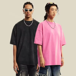 T-Shirt lavate con acido all'ingrosso 230GSM cotone 100 oversize per gli uomini <span class=keywords><strong>Custom</strong></span> il tuo Design stile Street t-Shirt da donna con stampa t-Shirt - Product Image 2