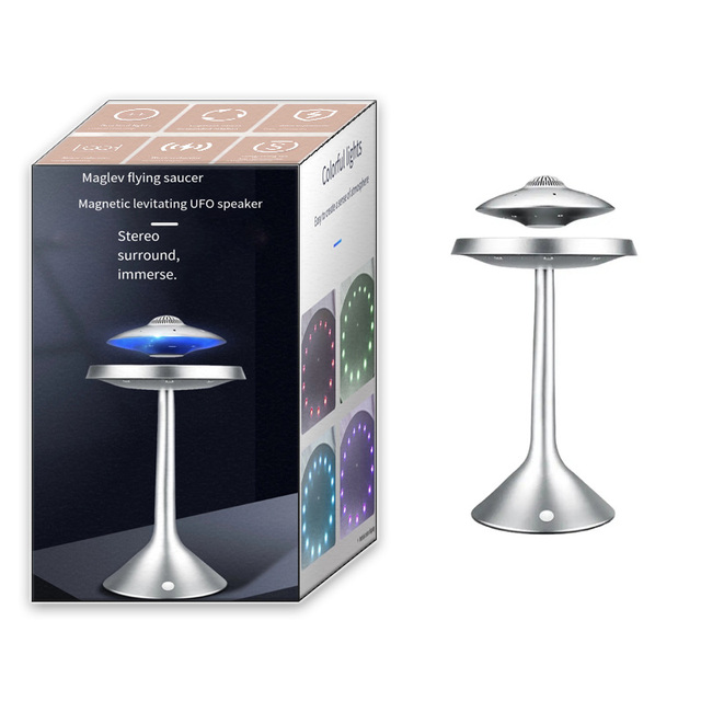 Magnetic Floating UFO BT Stereo Wireless Battery Speaker RGB LED Color Night Lights Decoration 3D Surround Sound Levitating