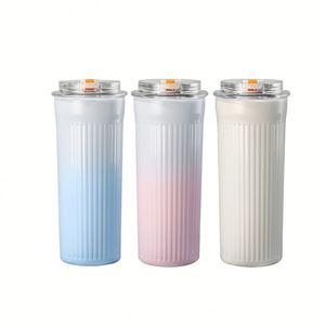 <b>Large</b> Capacity 316 Stainless Steel Thermal <b>Cup</b> for Women, Portable High-Beauty with Straw, Simple Dual-Drink Coffee <b>Cup</b> - Product Image 2