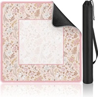Tapis de Mahjong Américain Floral Antidérapant en Néoprène – Housse de Table de Jeu Portable pour Fêtes et Divertissement