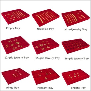 Red Velvet Gold Jewelry Display Tray for Earrings Necklace Pendant <b>Ring</b> <b>Watch</b> Bracelet Display Trays for Gold Jewelry - Product Image 5