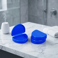 Boîte de rangement pour appareils orthodontiques en plastique coloré avec logo personnalisé, boîte pour aligneurs dentaires, pour ranger les prothèses dentaires, les appareils invisibles pour adultes