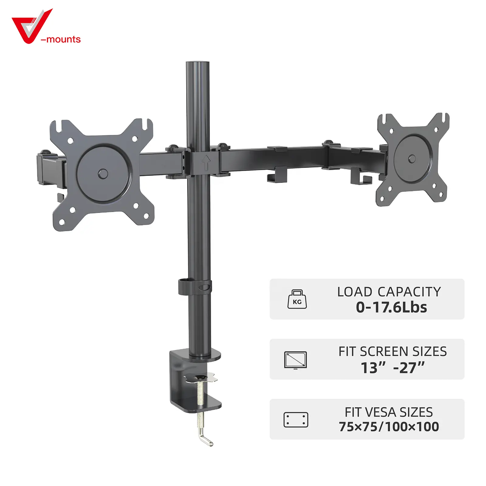 Stand Monitor Stand Clamp Grommet Mounting Double Articulating Arm Monitor Desk Mount Adjustable VESA Bracket Dual Monitor Stand VM-D34