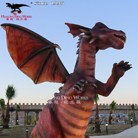 Modèle de parc à thème Dragon volant en résine animatronique avec télécommande