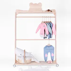 Home Furniture Cloths Stand Wooden Coat Hanger Rack For Kids Wooden Dress Rack Nursery Decor