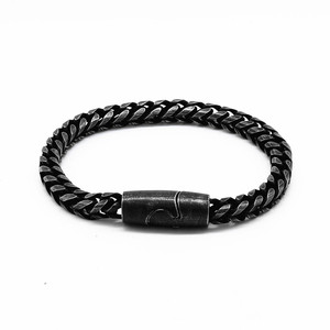 yunnique Black Distressed <b>Titanium</b> Steel Bracelet 210mm Magnetic Clasp Unisex Fashion <b>Chain</b> Bracelet - Product Image 5