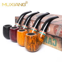 MUXIANG Sherlock Holmes Pipe à tabac Couleur rouge Haute polissage Bande colorée 9mm Pipes à fumer