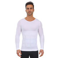 Haut de compression amincissant pour homme en nylon léger et respirant à manches longues, effet ventre plat