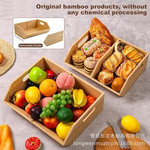 Wooden Food Storage Box Rectangular Multi Compartment Kitchen <b>Vegetable</b> Fruit Container - Product Image 2