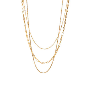 Collier à chaînes superposées en or, design géométrique, multi-brins, pour femmes, bijoux de mode, origine Jinhua - Product Image 5