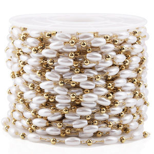 Stainless Steel Pearl Chain 18k Gold Plated High Quality DIY <b>Bag</b> Lighting Decorative Chain For Clothing <b>Accessories</b> - Product Image 1