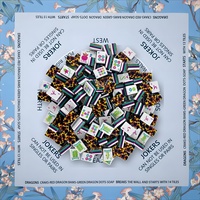 Mahjong Amerika 4 Lapis Berukir 1-1/4 inci, 160 Ubin Leopard Luxe dengan Alas Bunga Biru Langit