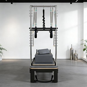 Premium Dayanıklı Ticari Siyah Alüminyum Pilates Reformer, Kuleli Ayarlanabilir Başlıklı Pilates Yatağı, Stüdyo İçin Pilates Makinesi - Product Image 6