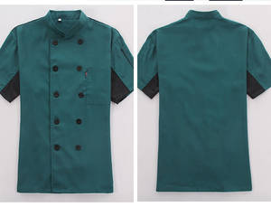 2024 manga corta moda Chef uniforme elástico algodón negro Chef chaqueta logo personalizar Chef ropa - Product Image 4