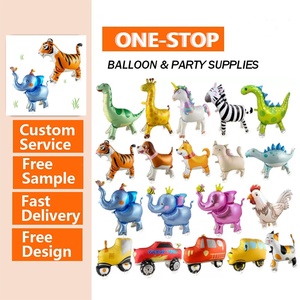 Ballons en aluminium animaux mignons à roulettes <span class=keywords><strong>avec</strong></span> cordes, éléphant, licorne, lion, <span class=keywords><strong>chien</strong></span>, chat, lapin, ballons en aluminium <span class=keywords><strong>pour</strong></span> enfants - Product Image 1