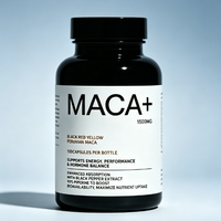 Capsules végétariennes de poudre de racine de Maca 1500mg Marque Blanche – Compléments alimentaires à base de plantes rouges et jaunes pour adultes, enfants et femmes enceintes