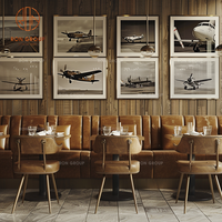 Ensemble de meubles de restaurant de luxe Dessus de table de café en bois et chaises en cuir marron avec cabine de canapé assortie pour café