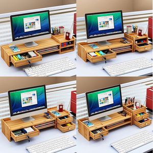 <b>Desktop</b> Monitor Riser Wood 48cm 2 Tier Storage Shelf Height Increasing Office Desk <b>Stand</b> for Computer Screen - Product Image 5