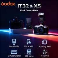 Godox IT32 TTL Kamera Flash X5S Flash Trigger untuk Kamera USB/Magnetic Hotshoe Layar Sentuh Berwarna Kepala Flash yang Dapat Diputar X