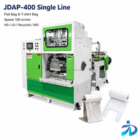 Jiade JDAP afgewerkte machine voor het maken van groente-platte T-shirt-shoppertasjes, maximale breedte 30 cm, Dealta PLC 25-50 mm plastic motor