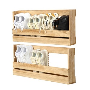 Guangzeng Wooden Wall Mounted <b>Shoe</b> Rack Natural Color <b>Space</b> <b>Saving</b> For Living Room Bedroom <b>Storage</b> - Product Image 5