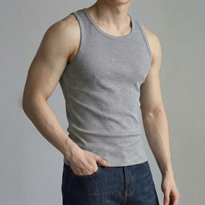 <b>Men's</b> Sleeveless O-Neck Knitted <b>Tank</b> <b>Top</b> Solid Color Casual Wear <b>White</b> Gray Black - Product Image 1