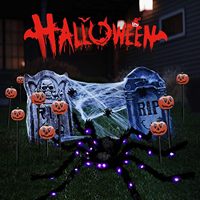 Araignée à LED poilue réaliste | Araignée araignée géante lumineuse avec pattes pliables pour décorations d'Halloween | Araignées d'Halloween