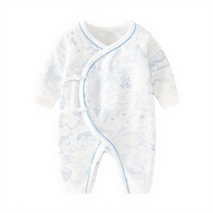Spring and Autumn 100% Cotton Unisex Newborn Baby Romper Lace-<b>up</b> Closure Underwear - Product Image 2
