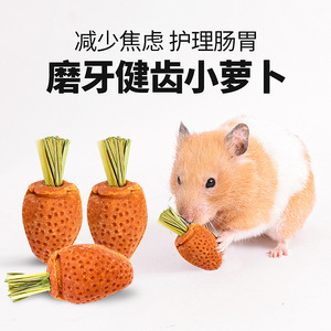 Jouets à mâcher comestibles en forme de carotte pour hamsters et lapins, en bois, friandises d'intérieur pour animaux de compagnie avec design décoratif paysager - Product Image 5