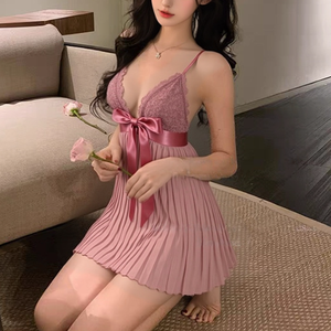 Lencería Sexy <span class=keywords><strong>de</strong></span> Encaje Bordado <span class=keywords><strong>de</strong></span> Lujo para Mujer, Estilo Europeo y Americano, con Escote Profundo en V, Transparente, con Tirantes, Vestido <span class=keywords><strong>de</strong></span> Noche - Product Image 6