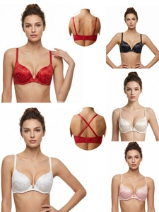Soutien-gorge convertible léopard en V avec strass pour femme, lingerie de haute qualité, effet liftant - Product Image 6