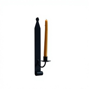 Support mural en fer forgé noir pour bougies, idéal pour la décoration intérieure, les événements, la chambre et les fêtes. - Product Image 1