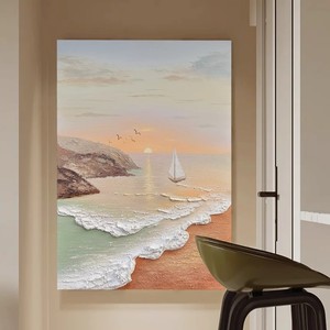 Hand Painted Oil Painting Seascape 3D Textured Canvas <b>Art</b> For Living Room Wall Decor Unframed Abstract <b>Art</b> - Product Image 4