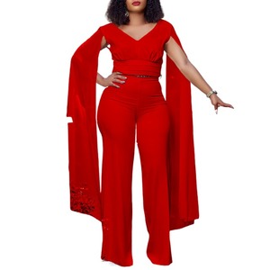 <span class=keywords><strong>Abiti</strong></span> Casual <span class=keywords><strong>per</strong></span> donne grasse e donne di moda con scollo a V pantaloni larghi due pezzi africano Plus-size - Product Image 2