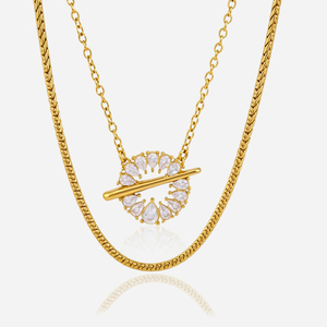 Collana a Catena Intrecciata Minimalista in Acciaio Inossidabile Placcato Oro 18K J&D Jewelry, Choker Impermeabile per Donne - Product Image 1
