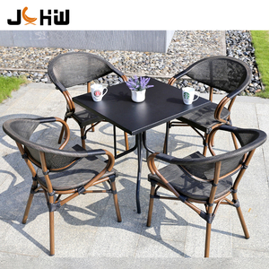 Moderno ristorante terrazza mobili in Rattan alluminio francese bistrot tavolo <span class=keywords><strong>da</strong></span> pranzo e <span class=keywords><strong>sedie</strong></span> <span class=keywords><strong>da</strong></span> <span class=keywords><strong>giardino</strong></span> all'aperto sedia - Product Image 3