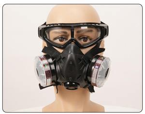 Máscara de Gas de doble filtro de silicona <span class=keywords><strong>con</strong></span> gafas, pintura en aerosol antiquímicos de pesticidas, Media máscara de Gas Anti-Gas - Product Image 6