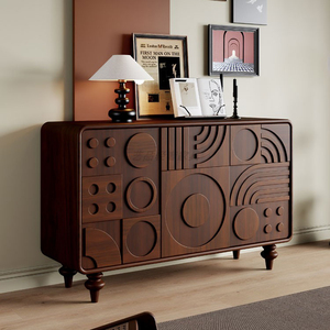 Mueble Zapatero Vintage Medieval Estilo Wabi-Sabi Tallado para Sala de Estar, Mueble Consola Curvo de Lujo de Estilo Nórdico para Sala de Estar - Product Image 2