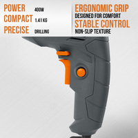 Outils électriques KSEIBI, perceuse électrique portative 400W, mandrin à clé de 6,5 mm, vitesse variable, réversible, pour métal, bois, 220-240V