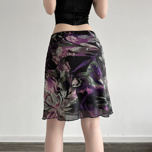Falda Midi de Verano para Mujer, Estilo Y2K, Ombre Dip-Dye, Transpirable, Ecológica, Fruncida, Vintage, Cintura Baja, Tejido de Malla, para Vacaciones - Product Image 6