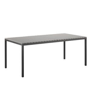 <span class=keywords><strong>Tavolo</strong></span> da Pranzo Rettangolare da Esterno con Struttura in Metallo Nero e Piano in Legno Plastico <span class=keywords><strong>Grigio</strong></span> Impermeabile per Giardino e Patio - Product Image 1