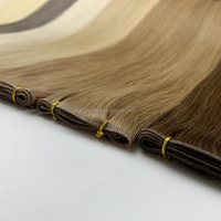 Extensions de cheveux humains Genius Weft marron balayage, invisibles, lisses, doux et soyeux, pour usage quotidien, fêtes et salons