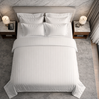 Parure de lit de luxe en jacquard rayé blanc 3 cm, 100 % coton, pour hôtel de luxe, vente en gros, taille personnalisée