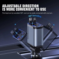 Chargeur de voiture USB-C rétractable Cantell 120W PD QC3.0 avec rotation à 360° et matériau ignifuge pour Android