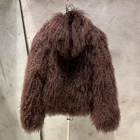 Veste élégante en fourrure de mouton de Mongolie naturelle blanche, col montant, fourrure moelleuse, vêtements d'extérieur pour femmes, manteau en fourrure de mouton véritable pour l'hiver