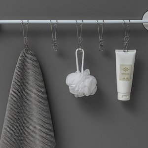 Stainless Steel Clothes <b>Clip</b> Rectangle Durable <b>Hook</b> Type For Bathroom Towel Hanging - Product Image 3