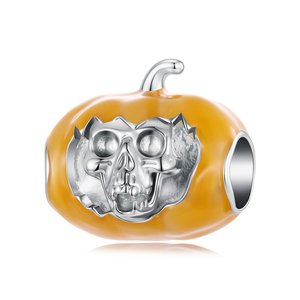 Silver Plated Pumpkin Charm With <b>Skull</b> Design Alloy Punk Style Unisex <b>Gift</b> Jewelry - Product Image 1