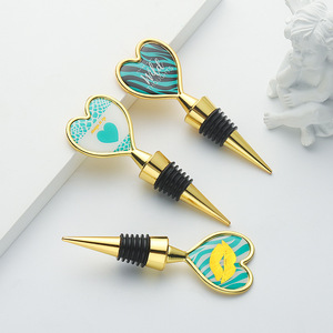 Heart Shaped Wine Stoppers Zinc Alloy <b>Sealing</b> Bottle Stopper Valentine's Day Wedding Favors Gift Set - Product Image 2